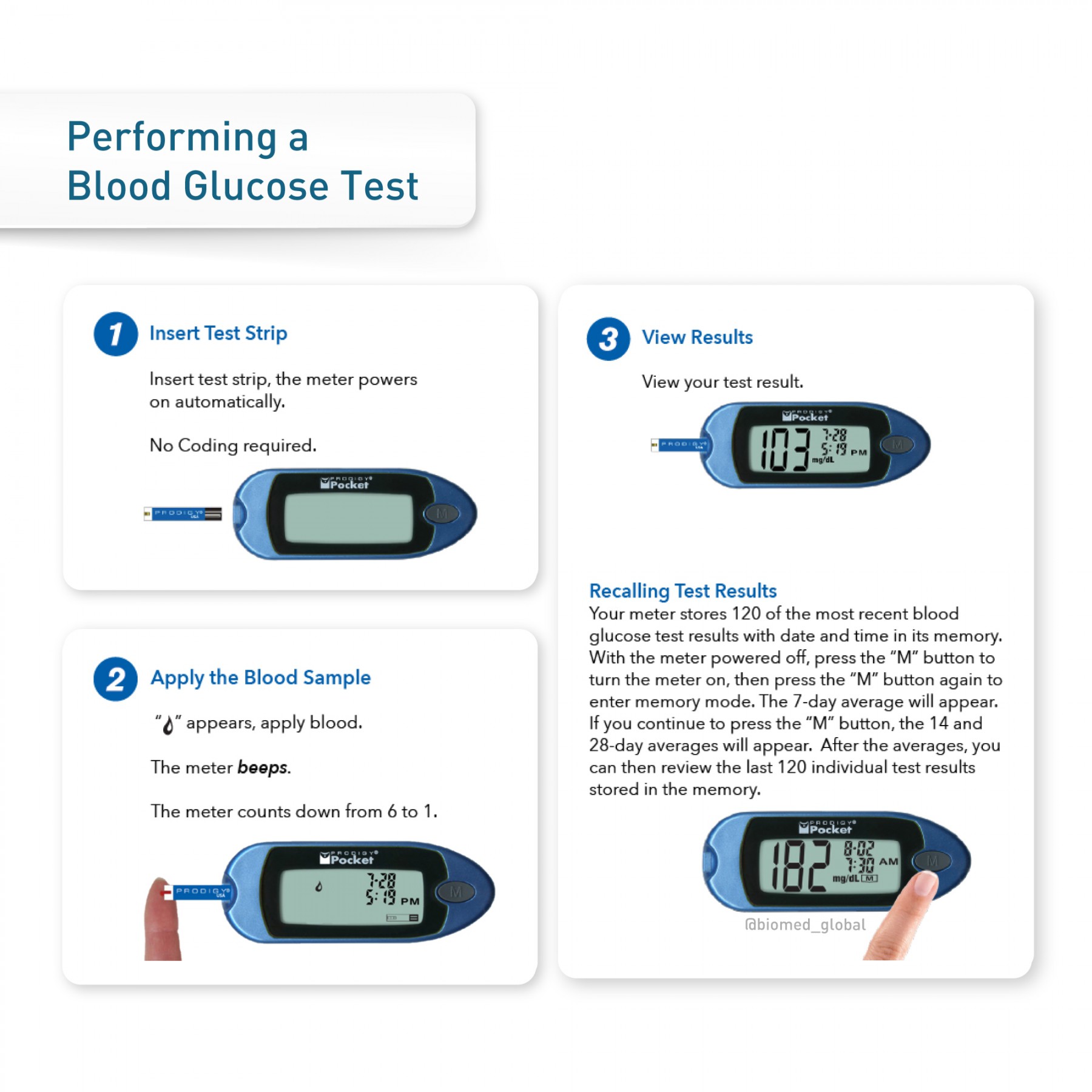 Prodigy Pocket Blood Glucose Meter, FREE with 50 Blood Glucose Test Strips (BUNDLE PACK)   