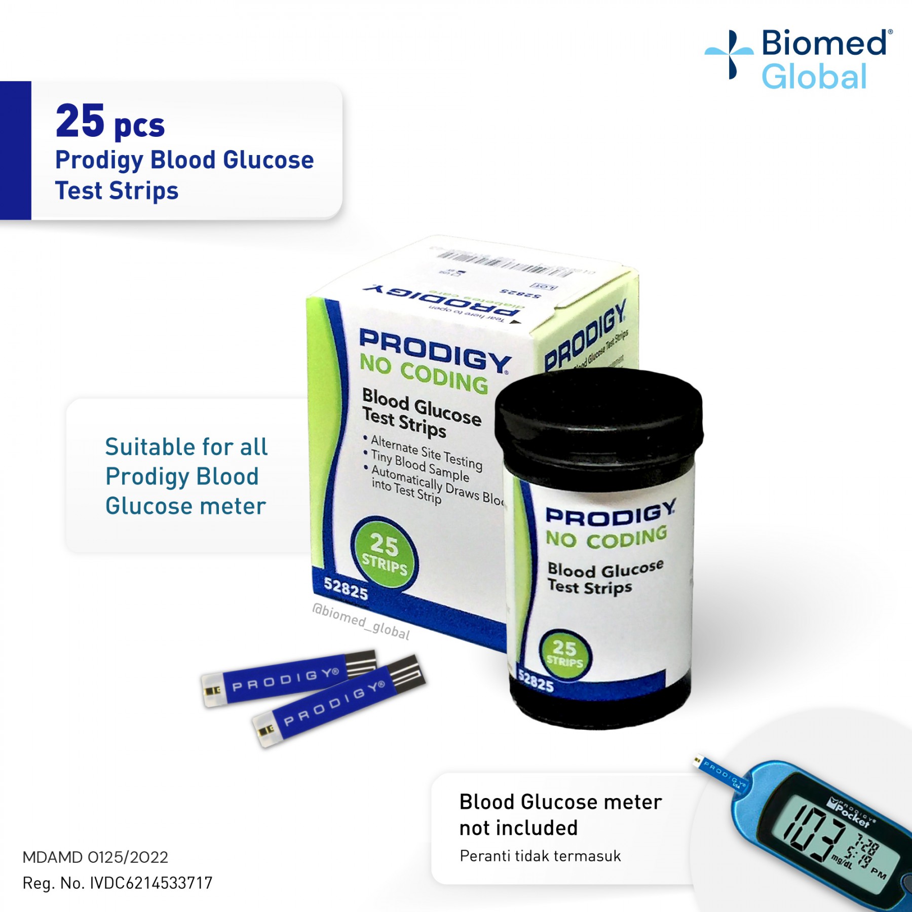 Prodigy Blood Glucose Test Strips - 25 Strips/Box