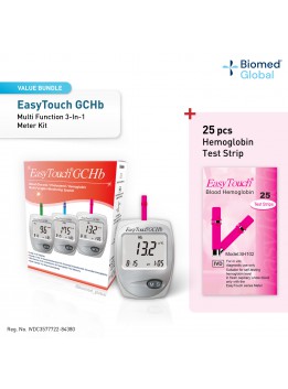 EasyTouch GCHb 3-in-1 Blood Glucose, Cholesterol and Hemoglobin Meter , FREE with 25 Hemoglobin Test Strips (BUNDLE PACK)