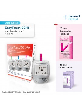  EasyTouch GCHb Glucose, Cholesterol and Hemoglobin Meter Kit Bundle with 25 Hemoglobin Strips & 25 Blood Lancets (BUNDLE PACK)