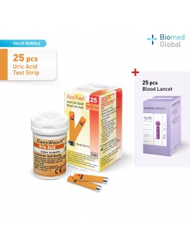 EasyTouch GCU Uric Acid Test Strip, 25 Strips/Box, FREE with 25 pieces Blood Lancet (BUNDLE PACK)