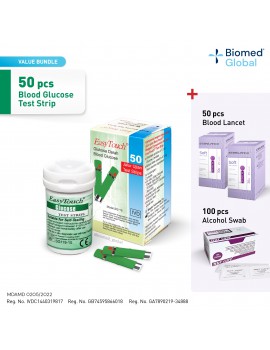 Easytouch GCU Glucose Test Strips, 50 Strips/Box, FREE with 50's Blood Lancet & 100's Alcohol Swab (BUNDLE PACK)