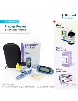 Prodigy Pocket Blood Glucose Meter, FREE with 50 Test Strips, Blood Lancet & Alcohol Swab (BUNDLE PACK)