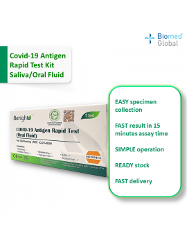 BERIGHT COVID-19 Antigen Rapid Test, Saliva/Oral Fluid, Home Use Self-test Kit (5 KITS)